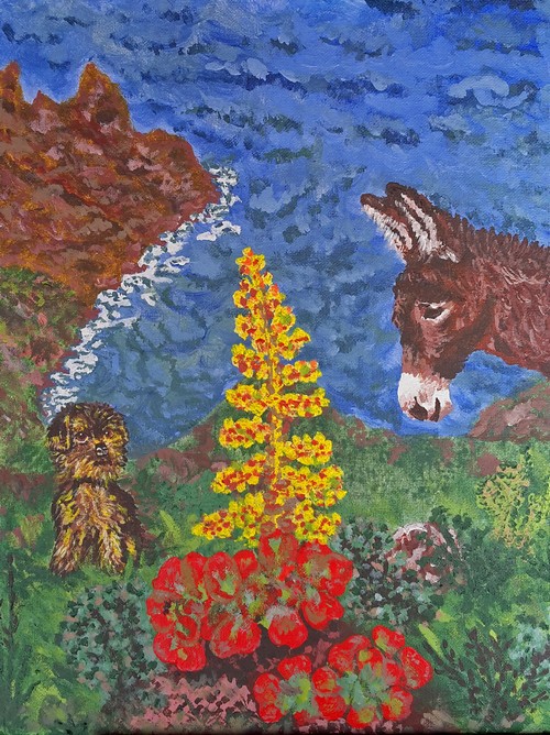 Hund, Esel und Blume500